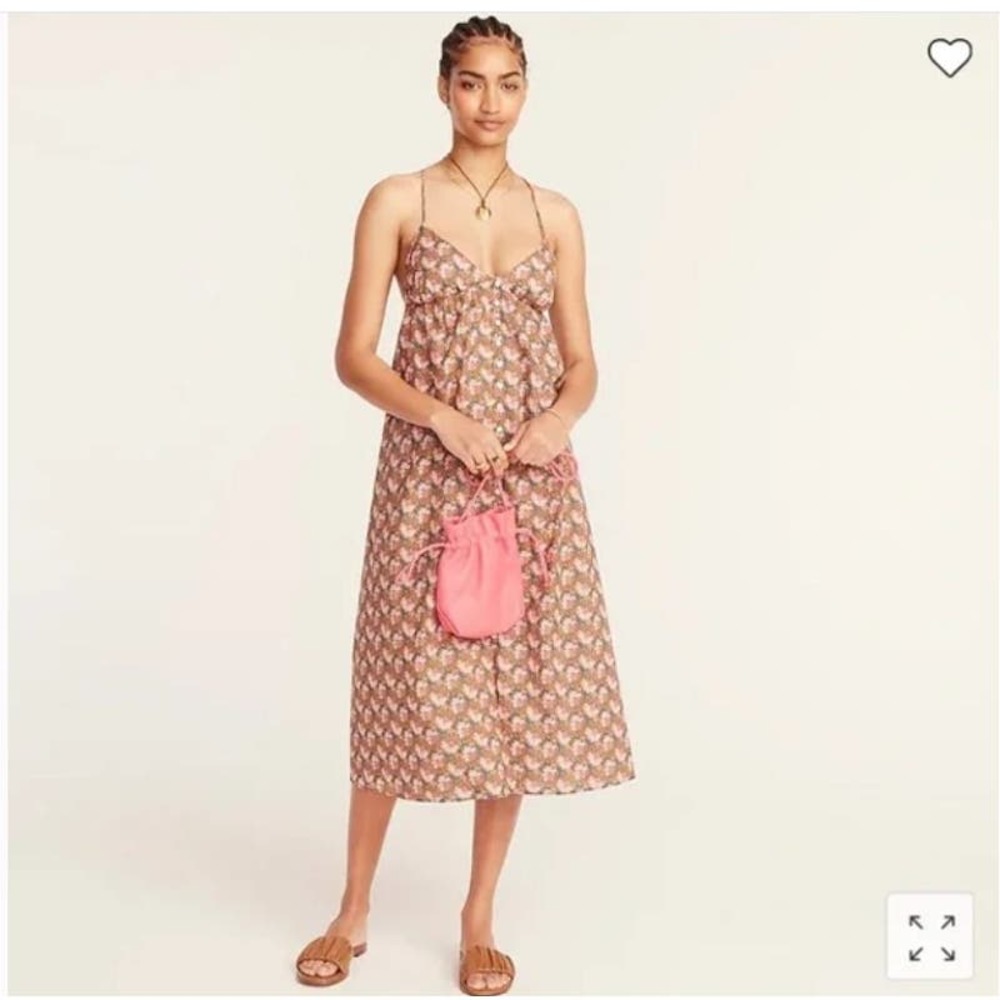 J Crew Collection Floral Button Front Racerback Midi Dress Large